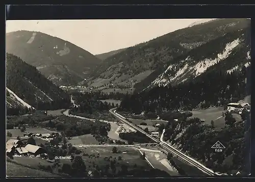 AK Gleiming, Panorama mit Strassenpartie