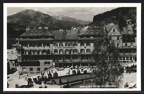 AK Mariazell, Hotel Laufenstein aus der Vogelschau
