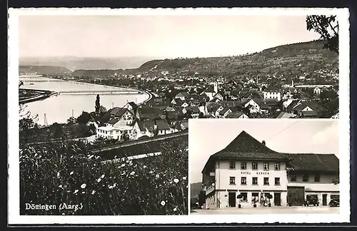 AK Döttingen, Hotel Ochsen, Panoramablick auf den Ort