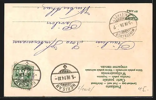 Passepartout-Lithographie Herisau, Gasthaus u. Observatorium Säntis, Wildkirchlein, Seealp im Kleeblatt-Passepartout