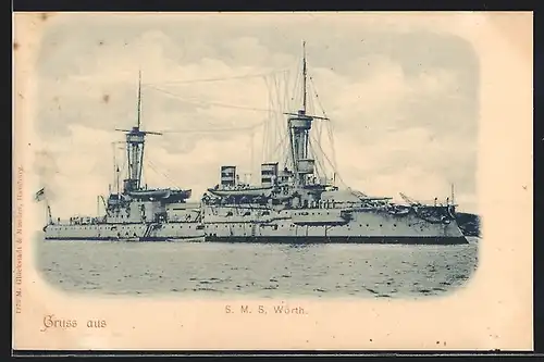 AK Kriegsschiff SMS Wörth vom Ostasiengeschwader