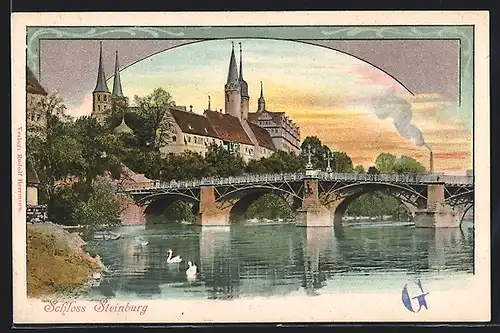 Künstler-AK Steinburg, Schloss und Uferpartie