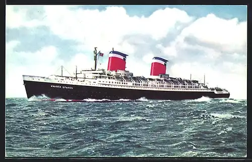 AK Passagierschiff Dampfer SS United States in voller Fahrt