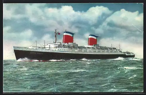 AK Passagierschiff Dampfer SS United States in voller Fahrt