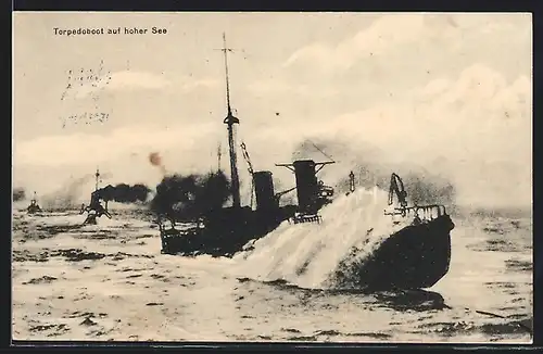 AK Torpedoboot auf hoher See