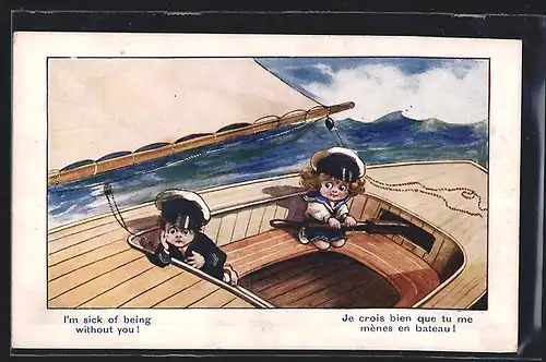 AK Kleines Paar im Segelboot