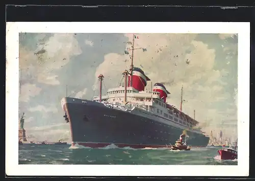 AK S.S. America läuft aus einem Hafen aus