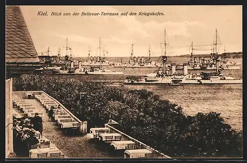 AK Kiel, Kriegshafen von der Bellevue-Terrasse gesehen