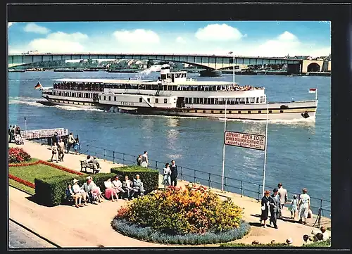 AK Bonn, Rheindampfer Cecilie und Kennedy-Brücke