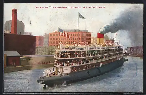 AK Steamship Christopher Columbus in Chicago River