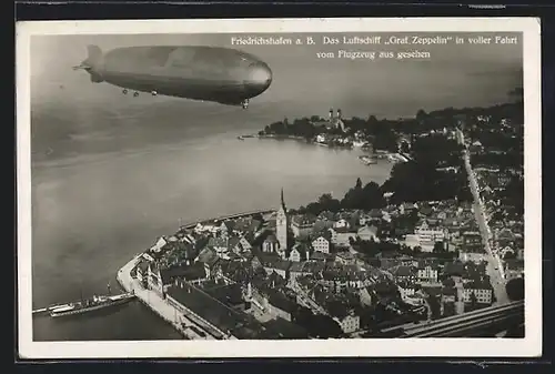 AK Friedrichshafen a. B., Fliegeraufnahme mit dem Luftschiff LZ127 Graf Zeppelin
