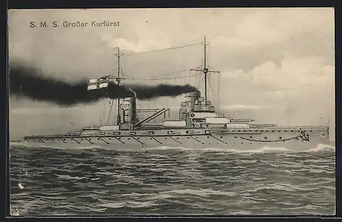 AK S. M. S. Grosser Kurfürst unter Volldampf