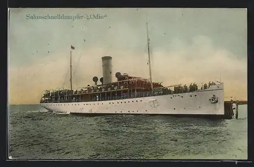 AK Salonschnelldampfer Odin mit Passagieren an Deck
