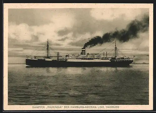 AK Hamburg, Dampfer Thuringa vor der Küste