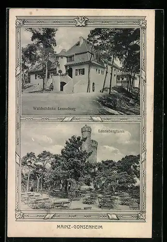 AK Mainz-Gonsenheim, Waldschänke Lenneberg, Lennebergturm
