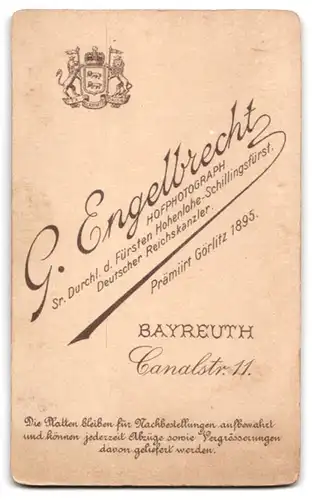 Fotografie G. Engelbrecht, Bayreuth, Canalstr. 11, Junger Bursche im Anzug mit breiter Krawatte und Mittelscheitel
