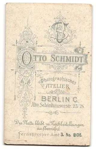 Fotografie Otto Schmidt, Berlin, Alte Schönhauserstr. 23, Junge Dame in dunklem Kleid mit hohen Locken und Lächeln