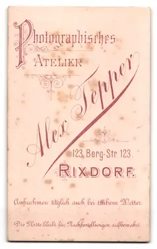 Fotografie Alex Tepper, Rixdorf, Berg-Str. 123, Dame in dunklem Kleid mit silberner Kreuzkette und Fächer