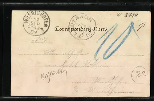 AK Legau, Panoramaansicht mit Kirche Maria Steinbach