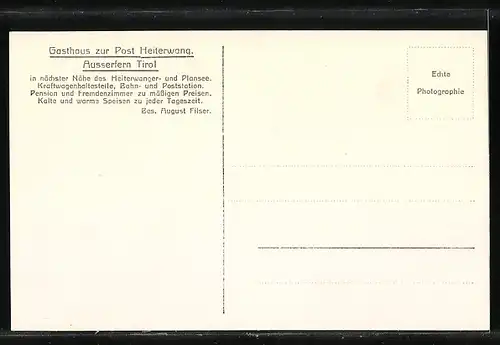 AK Heiterwang /Ausserfern, Gasthof zur Post mit Strasse