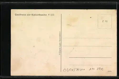 AK Obertrum am See, Gasthaus zur Kaiserbuche, Kapelle mit Buche