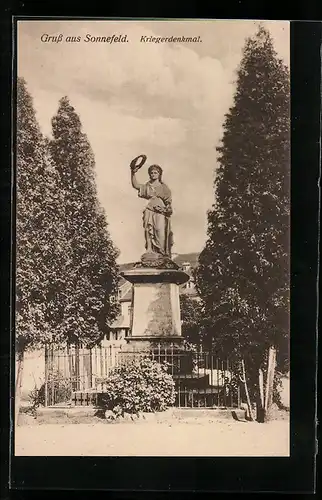 AK Sonnefeld, Kriegerdenkmal im Sonnenschein