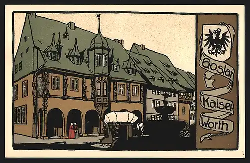 Steindruck-AK Goslar, Kaiser-Worth, Wappen