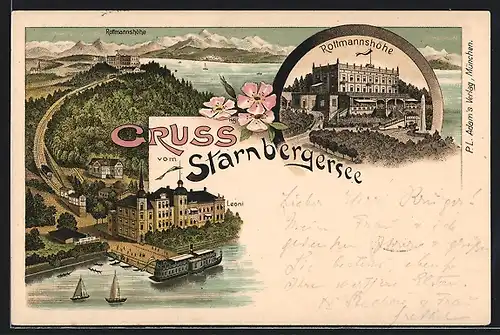 Lithographie Leoni, Seilbahn zum Hotel Rottmannshöhe