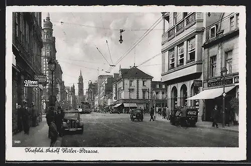 AK Krefeld, Geschäfte in der Strasse