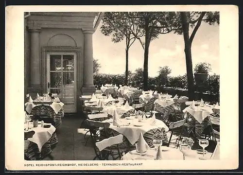 AK Heidelberg, Hotel Reichspost-Reichshof, Terrassen-Restaurant