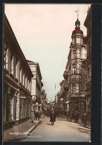 AK Crefeld a. Rhein, Blick in die Hochstrasse