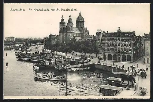 AK Amsterdam, Pr. Hendrikkade met St. Nicolaaskerk