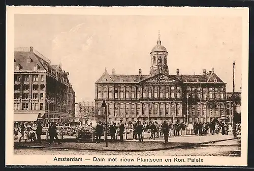 AK Amsterdam, Dam met nieuw Plantsoen en Kon. Paleis