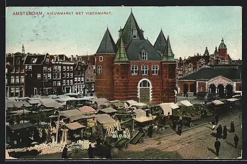 AK Amsterdam, Nieuwmarkt met Vischmarkt