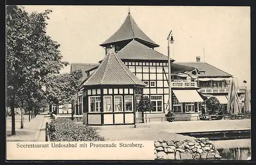 AK Starnberg, Seerestaurant Undosabad mit Promenade