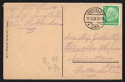 AK Uerdingen a. Rh., Rheinpromenade mit Burg