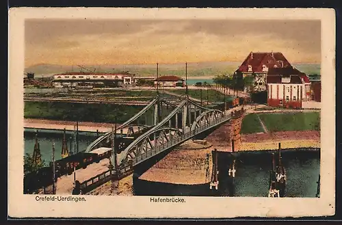 AK Crefeld-Uerdingen, Blick auf die Hafenbrücke