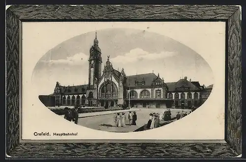 Präge-AK Krefeld, Hauptbahnhof, Passepartout