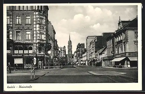 AK Krefeld, Rheinstrasse mit Cigarrengeschäft Lindau & Winterfeld