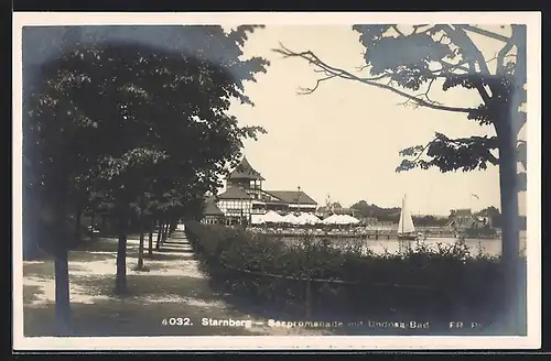 AK Starnberg, Seepromenade mit Cafe am Undosa-Bad