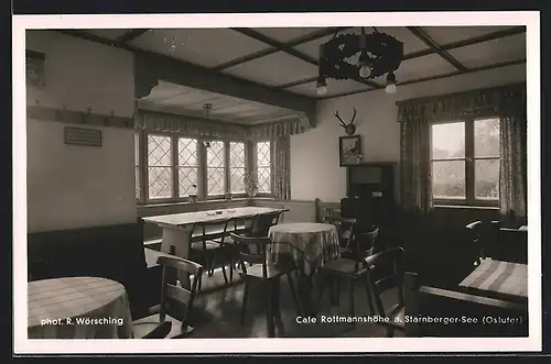 AK Assenhausen /Starnberg, Café Rottmannshöhe, Gastraum