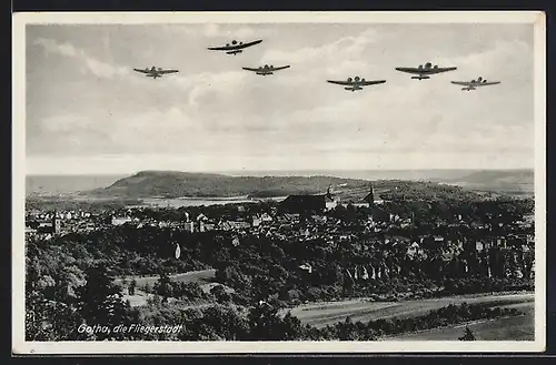 AK Gotha, Teilansicht mit Flugzeugen