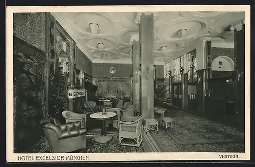 AK München, Hotel Excelsior, Vestibül, Innenansicht