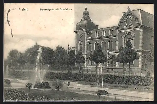 AK Krefeld, Bismarckplatz mit Ständehaus