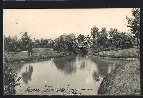 AK Lübeck, Partie aus dem Stadtpark