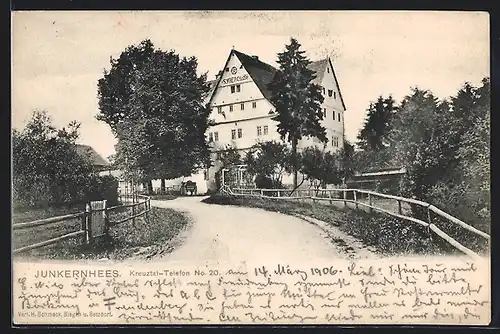 AK Junkernhees, Strassenpartie mit Haus Syberg 1898