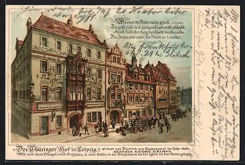 Lithographie Leipzig, Thüringer Hof, Bes. Georg Grimpe
