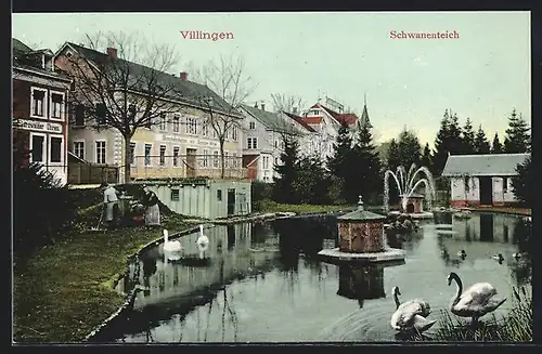 AK Villingen, Uhrenfabrikation von Gebr. Wilde am Schwanenteich