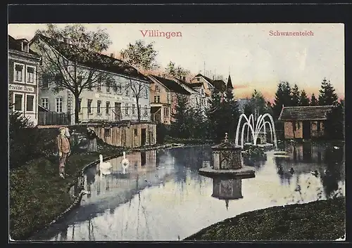 AK Villingen, Partie am Schwanenteich