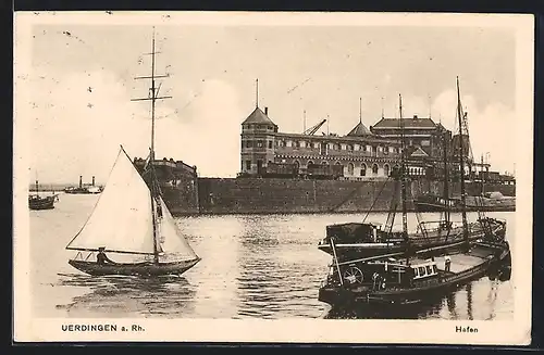 AK Uerdingen, Hafen mit Segelboot